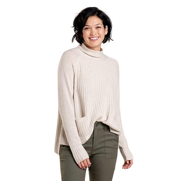 Toad & Co Women's Clementine Mock Neck Wool Blend Pocket Sweater Oatmeal XS - Picture 1 of 8